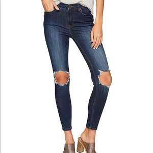 Free People High Rise Busted Knee Skinny Jeans